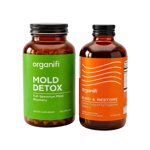 Organifi Mold Detox and Bind & Restore bottles